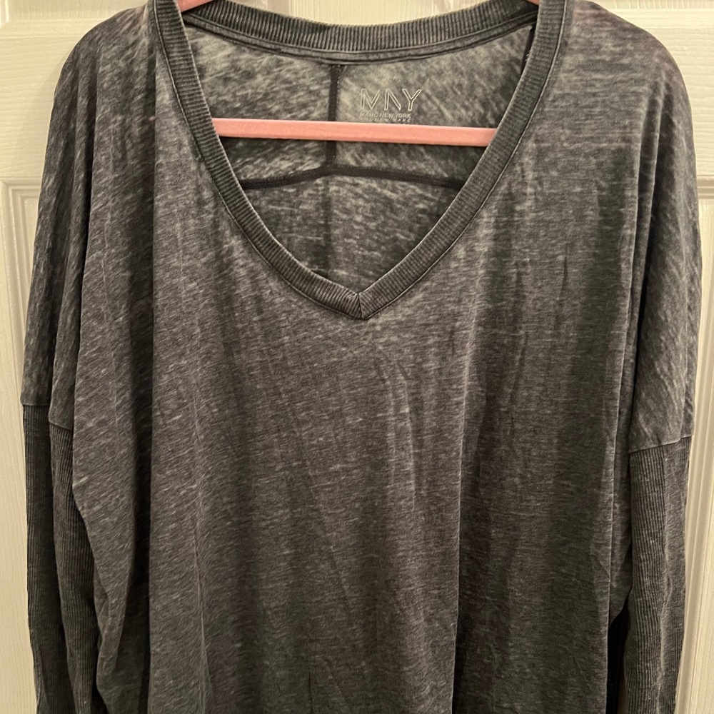 Marc New York Performance 1X NEW Long Sleeve Tunic Tee Black Gray